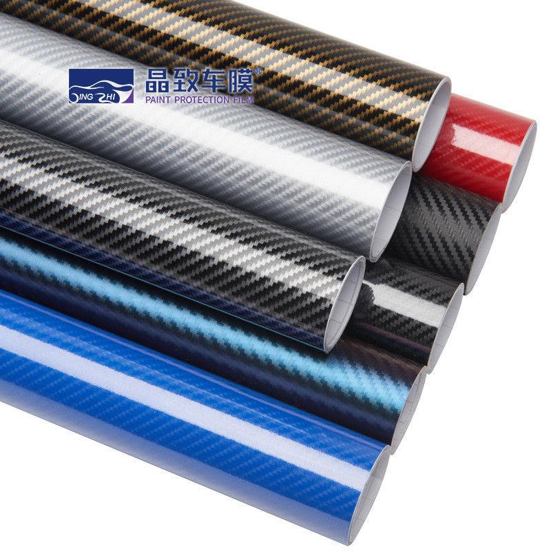 1.52x30M PET ভিনাইল ফিল্ম 3D কার্বন ফাইবার গাঢ় নীল রঙ প্রসারিত