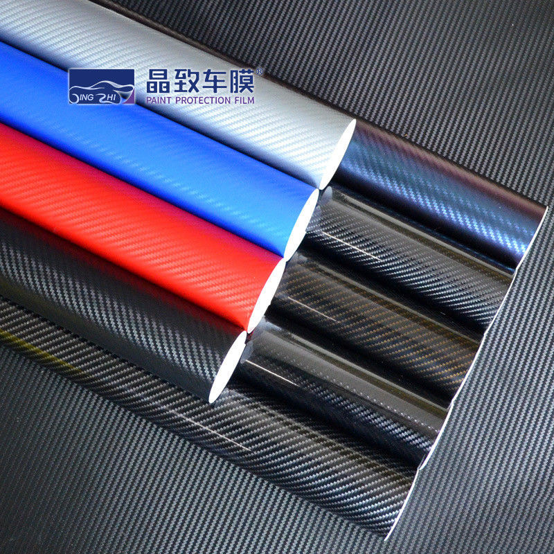 1.52x30M PET ভিনাইল ফিল্ম 3D কার্বন ফাইবার গাঢ় নীল রঙ প্রসারিত