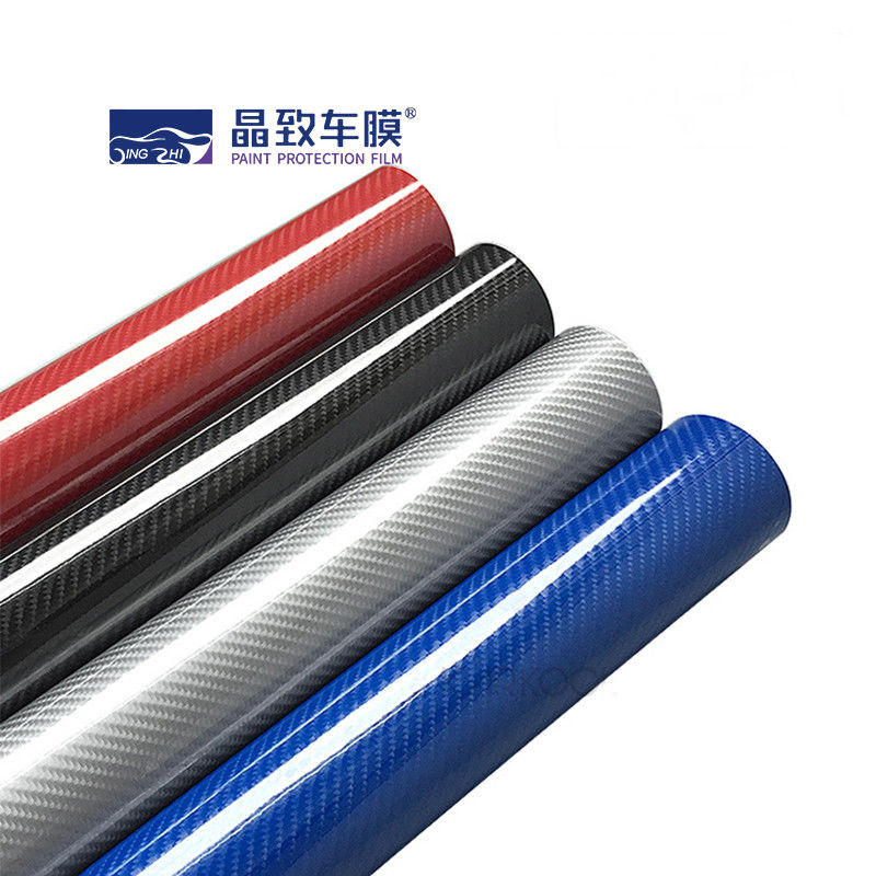 1.52x30M PET ভিনাইল ফিল্ম 3D কার্বন ফাইবার গাঢ় নীল রঙ প্রসারিত